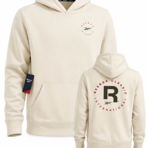 Reebok Classic Cream Logo Hoodie Sweatshirt  - Youth Large 14/16 NWT